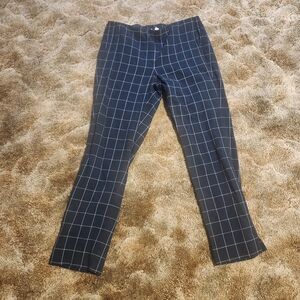 J. Jill Dark Blue Plaid Cotton-Stretch Pants